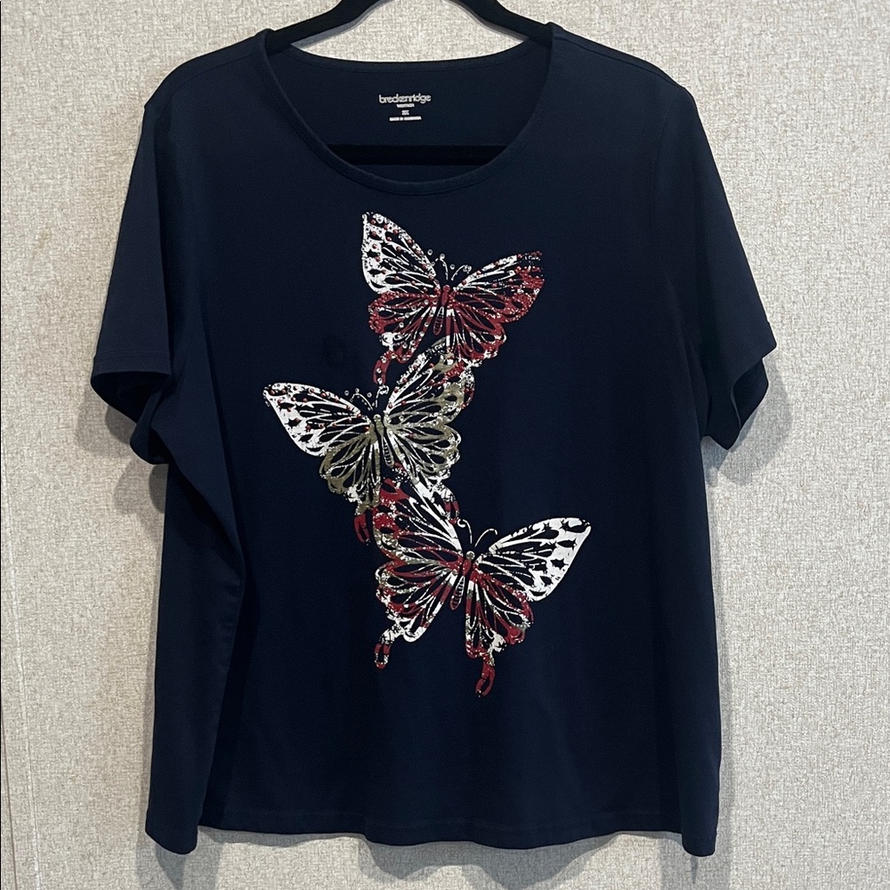Breckenridge Woman Black Top with Butterfly Design